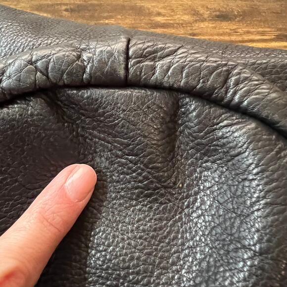 Victoria Leather Co Shoulder Bag Large Black Pebbled Leather Droplet Crossbody - Picture 14 of 15